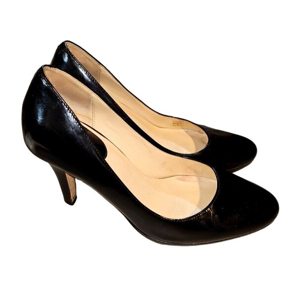 Cole Haan X Nike Air Black Leather Pump Heels Sz 7B Round Toe Slip On Padded - Picture 5 of 12